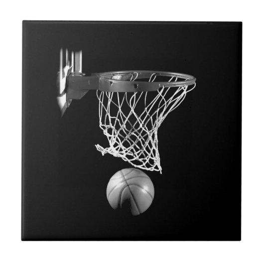 Zwart-wit Basketball Tegeltje (Voorkant)