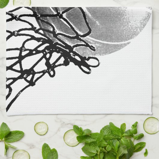 Zwart-wit Basketball Theedoek (Gevouwen)