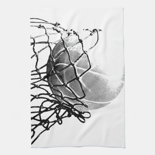 Zwart-wit Basketball Theedoek (Verticaal)