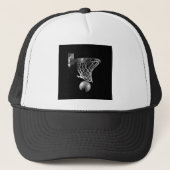 Zwart-wit Basketball Trucker Pet (Voorkant)