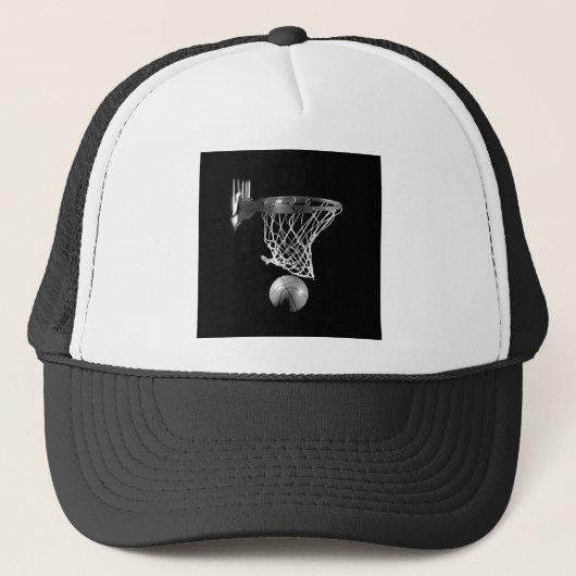 Zwart-wit Basketball Trucker Pet (Voorkant)