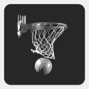 Zwart-wit Basketball Vierkante Sticker