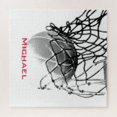 Zwart-wit Basketball Voeg Jouw naam toe Legpuzzel (Horizontaal)