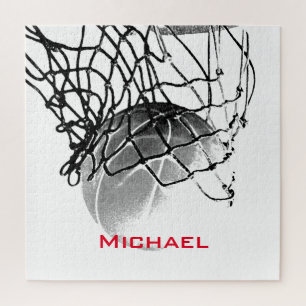 Zwart-wit Basketball Voeg Jouw naam toe Legpuzzel