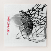 Zwart-wit Basketball Voeg Jouw naam toe Legpuzzel (Horizontaal)