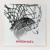 Zwart-wit Basketball Voeg Jouw naam toe Legpuzzel (Verticaal)