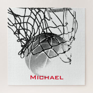 Zwart-wit Basketball Voeg Jouw naam toe Legpuzzel