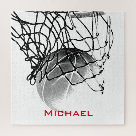 Zwart-wit Basketball Voeg Jouw naam toe Legpuzzel (Verticaal)