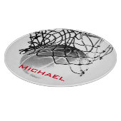 Zwart-wit Basketball Voeg Jouw naam toe Snijplank (Hoek)