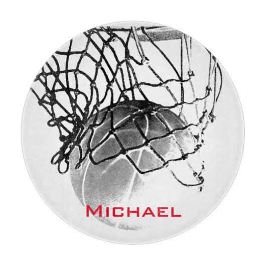 Zwart-wit Basketball Voeg Jouw naam toe Snijplank (Voorkant)