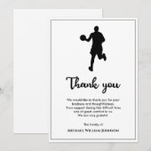 Zwart-wit basketbalspeler begrafenis bedankkaart (Voorkant / Achterkant)