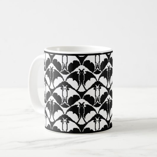 Zwart-wit Batty Coffee Mok (Voorkant links)