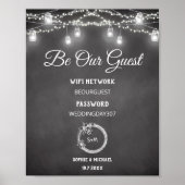 Zwart Wit Be Our Guest WiFi Trouw Teken Poster (Voorkant)