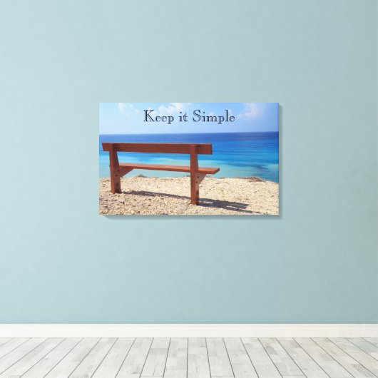 Zwart-wit Beach Bench Canvas Print (Insitu (Houten vloer))