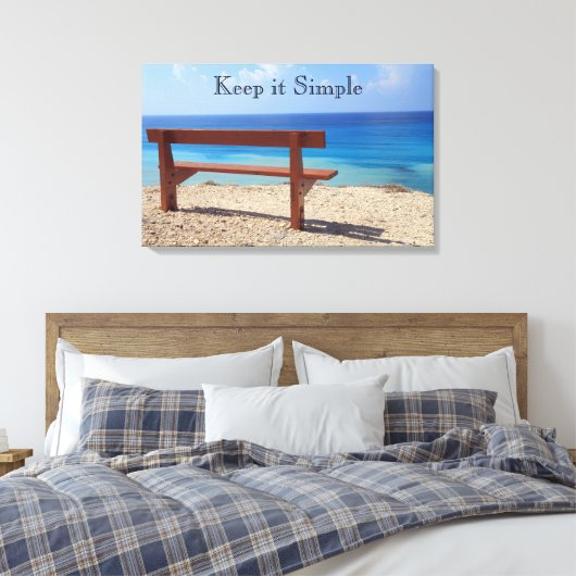 Zwart-wit Beach Bench Canvas Print (Insitu (Slaapkamer))