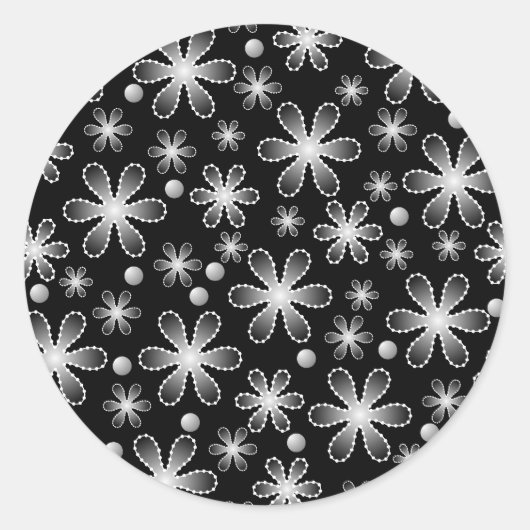 Zwart-wit Bead Flowers Sticker (Voorkant)