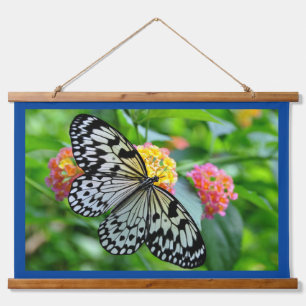 Zwart-wit Beauty Wood Topped Wandtapijt Hangend Wandkleed