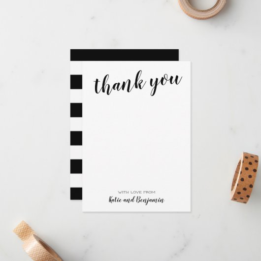 Zwart-wit bedankbriefjes notitiekaartje (Voorkant / Achterkant in situ)