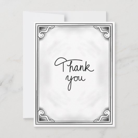 Zwart-wit bedankkaart Rustic Flat Blank (Voorkant)