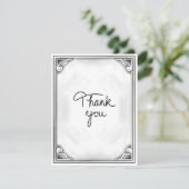 Zwart-wit bedankkaart Rustic Flat Blank (Staand voorkant)