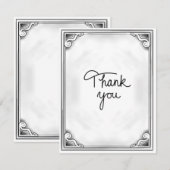 Zwart-wit bedankkaart Rustic Flat Blank (Voorkant / Achterkant)