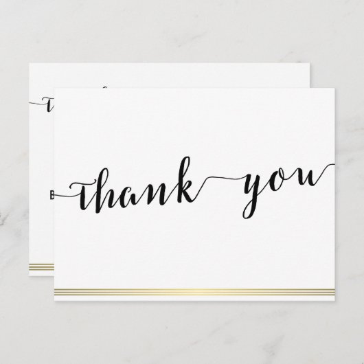 Zwart-wit bedankkaartjes met gouden lijnen briefkaart (Voorkant / Achterkant)