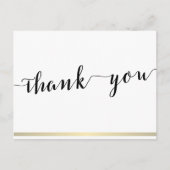 Zwart-wit bedankkaartjes met gouden lijnen briefkaart (Voorkant)