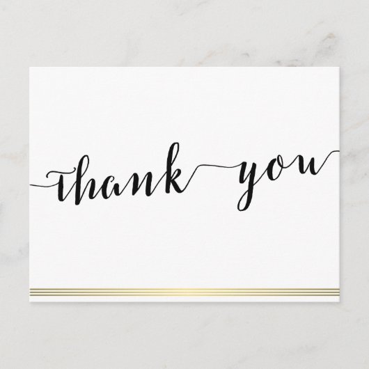 Zwart-wit bedankkaartjes met gouden lijnen briefkaart (Voorkant)