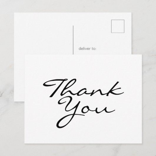 Zwart-wit bedankt briefkaart (Voorkant / Achterkant)