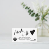 Zwart-wit bedankt dat je met liefde hebt gemaakt visitekaartje (Staand voorkant)