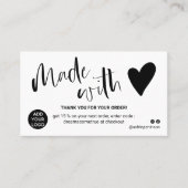 Zwart-wit bedankt dat je met liefde hebt gemaakt visitekaartje (Voorkant)