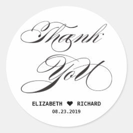 Zwart Wit Bedankt Favoriet Ronde Sticker
