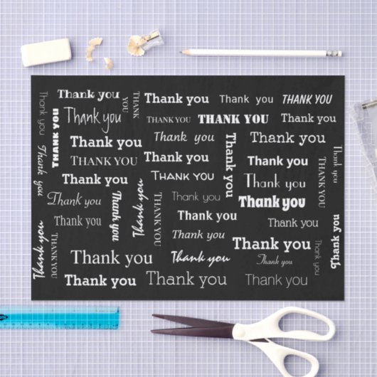 Zwart-wit bedankt tissuepapier (Craft)