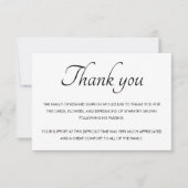 Zwart-wit bedankt voor familieherdenking (Voorkant)