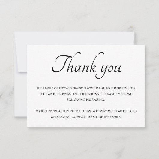 Zwart-wit bedankt voor familieherdenking (Voorkant)