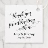 Zwart-wit bedankt voor het vieren met ons bedankjes labels (Achterkant)