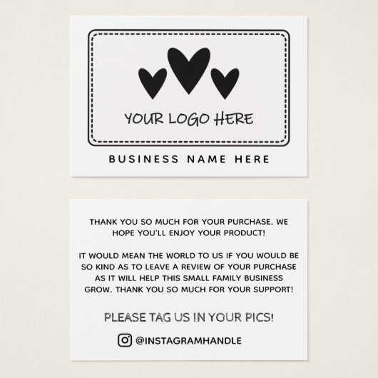 Zwart wit - Bedankt voor je Logo Visitekaartje (Voorkant /achterkant)