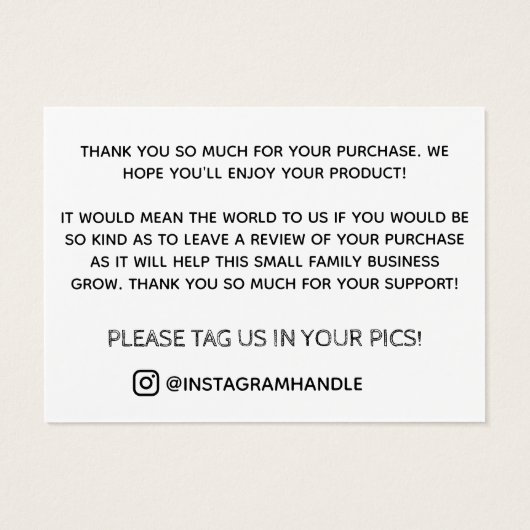 Zwart wit - Bedankt voor je Logo Visitekaartje (Achterkant)