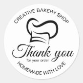 Zwart-wit bedankt voor uw bestelling Bakery Ronde Sticker (Voorkant)