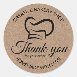 Zwart-wit bedankt voor uw bestelling Bakery Ronde Sticker