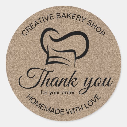 Zwart-wit bedankt voor uw bestelling Bakery Ronde Sticker (Voorkant)