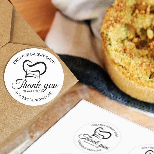 Zwart-wit bedankt voor uw bestelling Bakery Ronde Sticker