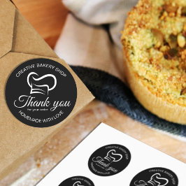 Zwart-wit bedankt voor uw bestelling Bakery Ronde Sticker