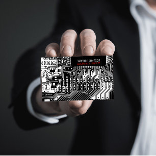 Zwart-wit bedrading van printplaten engineering visitekaartje
