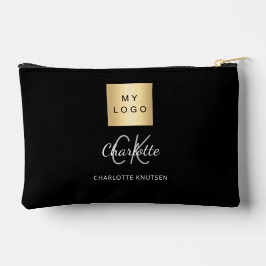 Zwart wit bedrijf logo naam monogram etui (Achterkant)