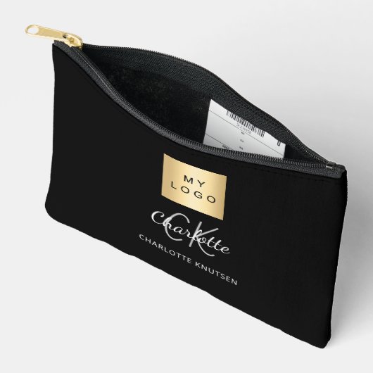Zwart wit bedrijf logo naam monogram etui (Open)