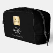 Zwart wit bedrijf logo naam monogram toilettasje (Rechterhoek)