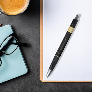 Zwart wit bedrijf logo naam telefoon mail website pen