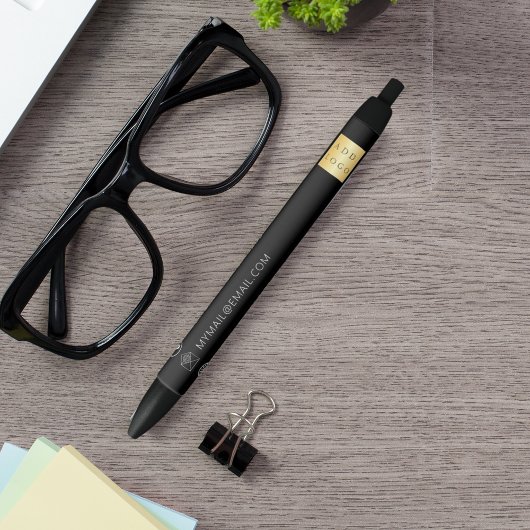 Zwart wit bedrijf logo naam telefoon mail website zwarte inkt pen