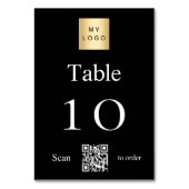 Zwart wit bedrijf logo QR code tabel nummer Kaart (Achterkant)